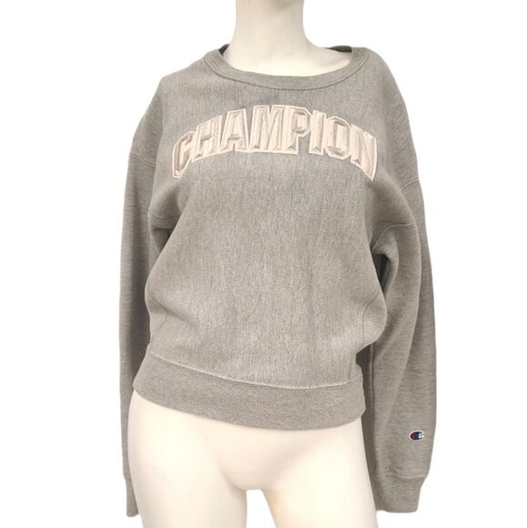 Women's Gray CHAMPION Logo Sweatshirt Size XS - Picture 2 of 9